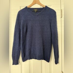 Cashmere Club Room Luxury Sweater Womens Medium Blue Cashmere Pullover V-neck